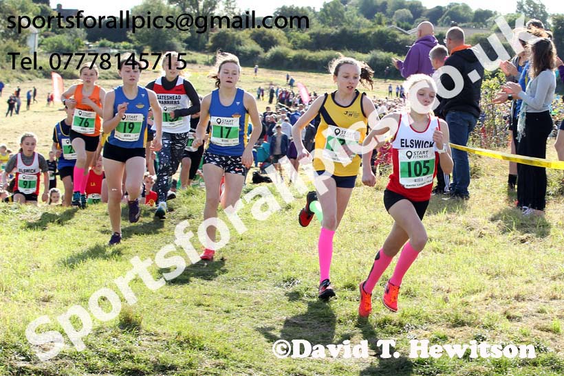 Girls under-13s 2019 Start Fitness Harrier league, Wrekenton, Gateshead. Photo: David T. Hewitson/Sports for All Pics